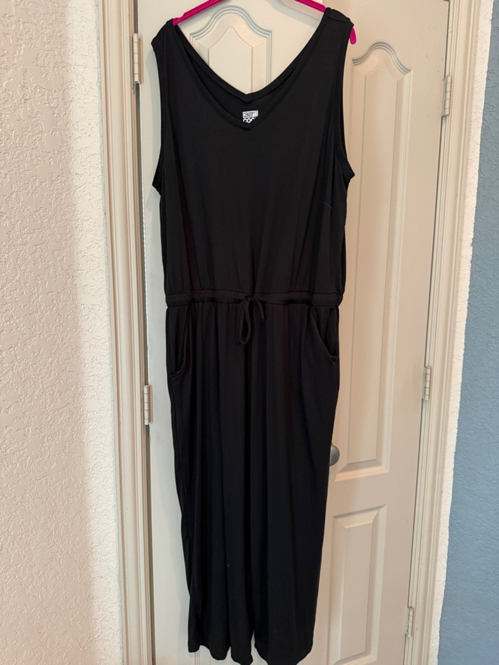 32 Degrees Black Sleeveless V-Neck Jumpsuit with Drawstring Waist